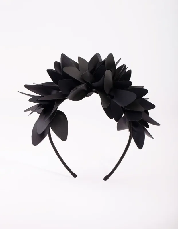Black Statement Petal PU Leather Headband sold by lovisa