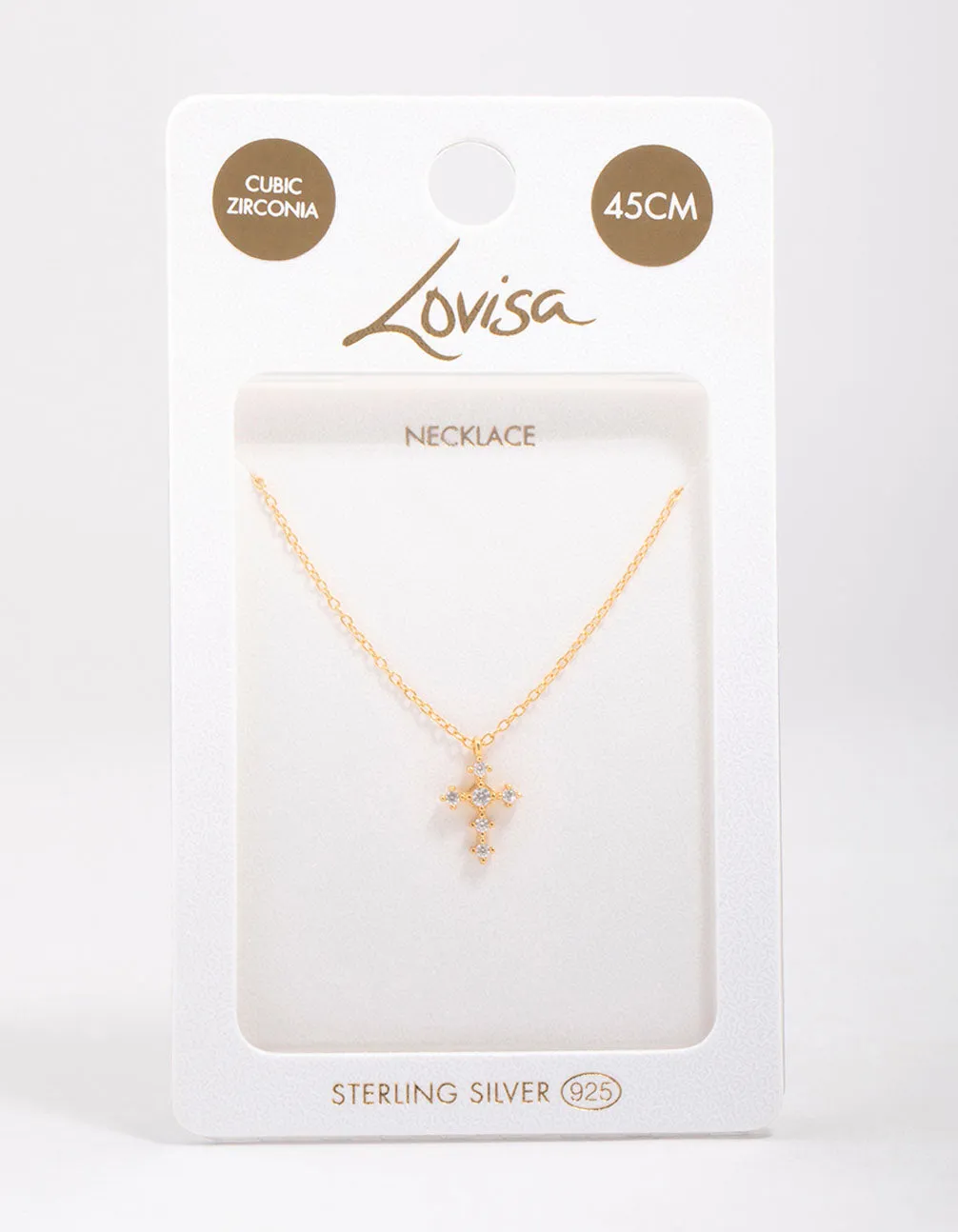 Gold Plated Sterling Silver Cubic Zirconia Round Cross Chain Necklace sold by lovisa product image thumbnail 3