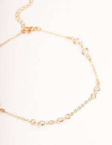 Gold Cubic Zirconia Station Anklet sold by lovisa