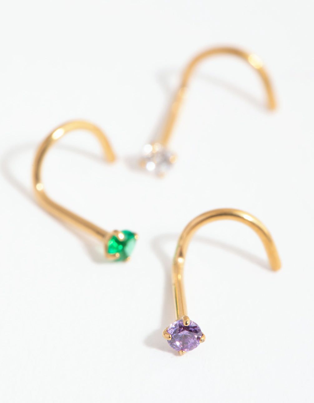 Gold Surgical Steel Classic Gem Nose Stud Pack sold by lovisa product image thumbnail 3