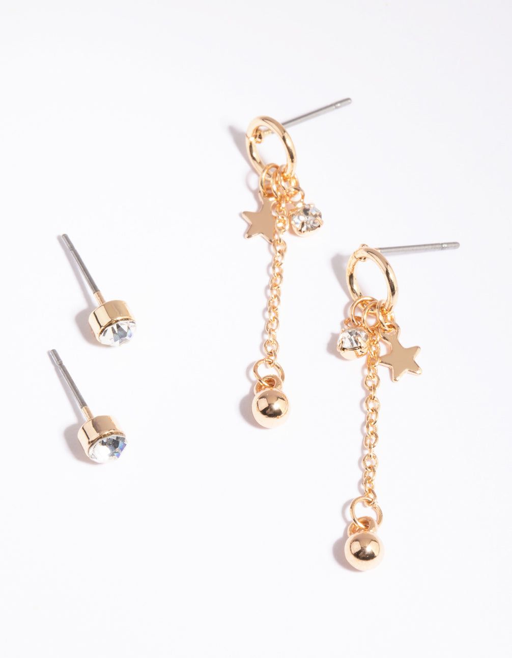 Gold Star & Chain Earring Set sold by lovisa