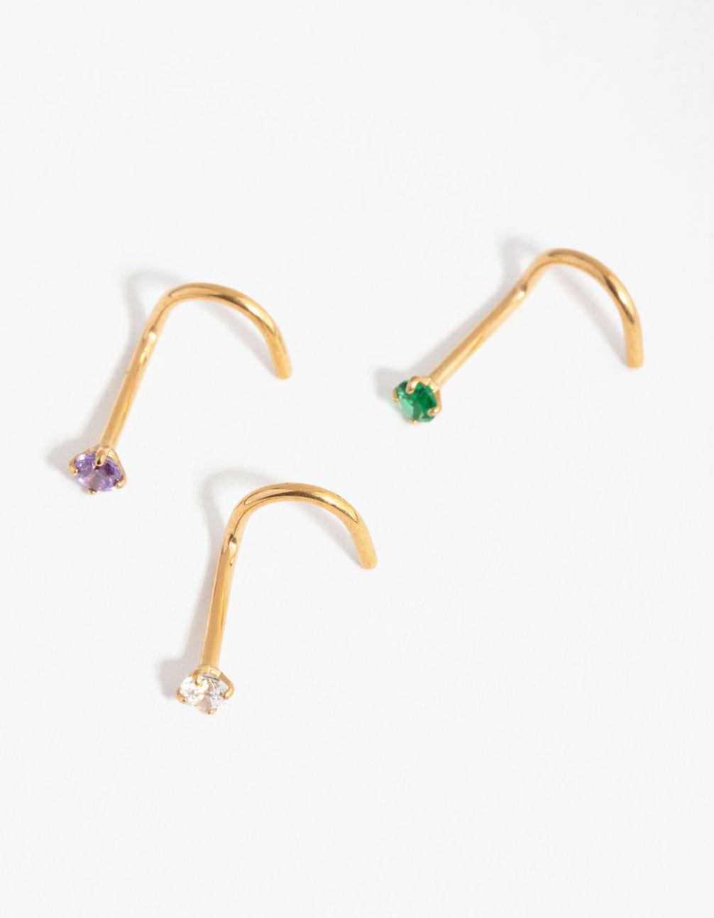 Gold Surgical Steel Classic Gem Nose Stud Pack sold by lovisa