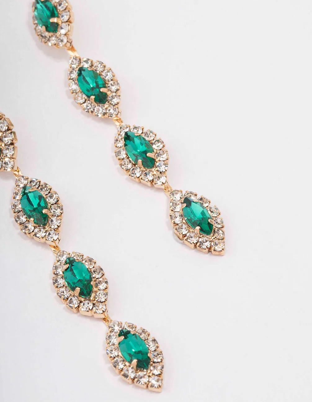 Gold Halo Green Marquise Drop Earrings sold by lovisa product image thumbnail 3