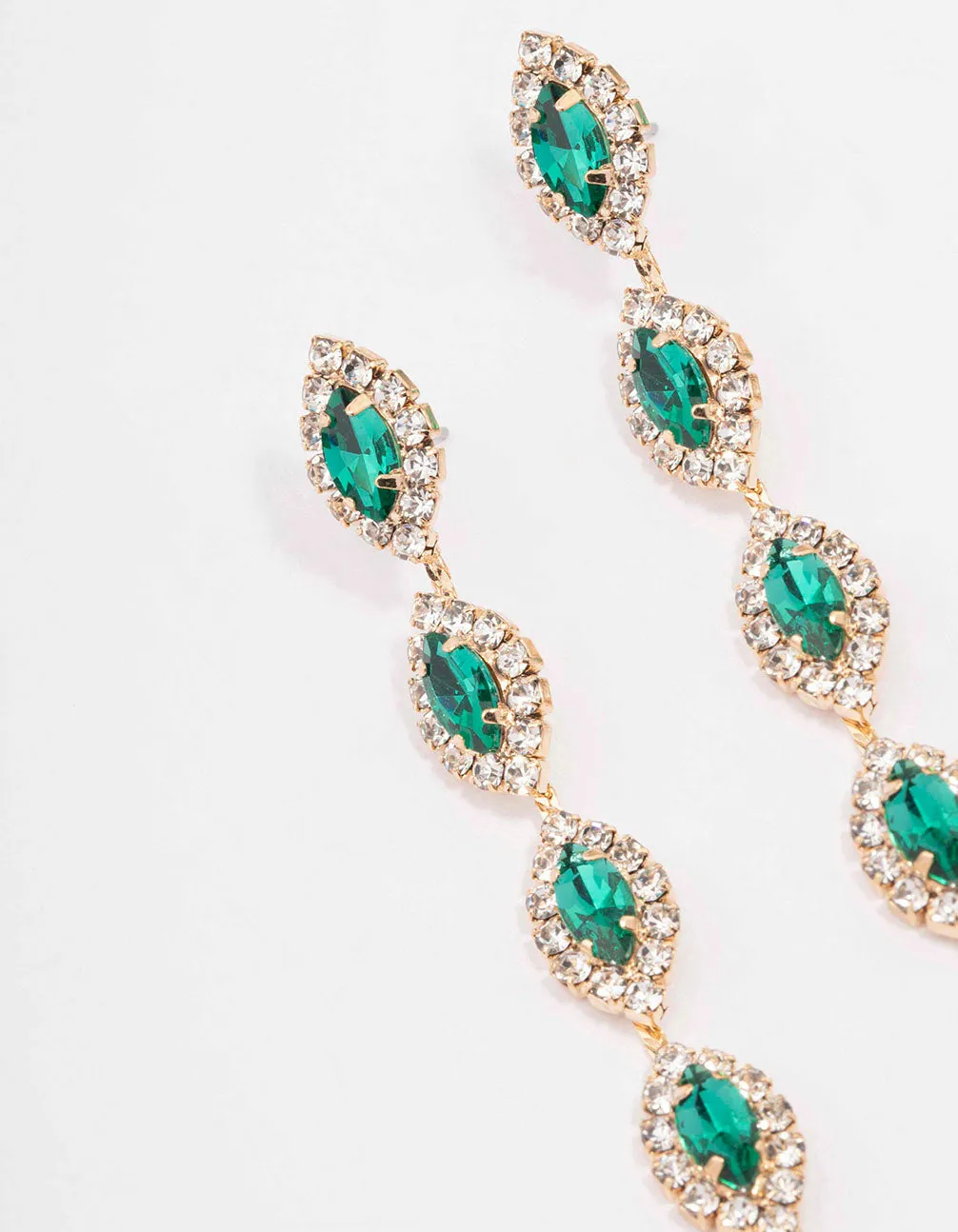 Gold Halo Green Marquise Drop Earrings sold by lovisa product image thumbnail 2