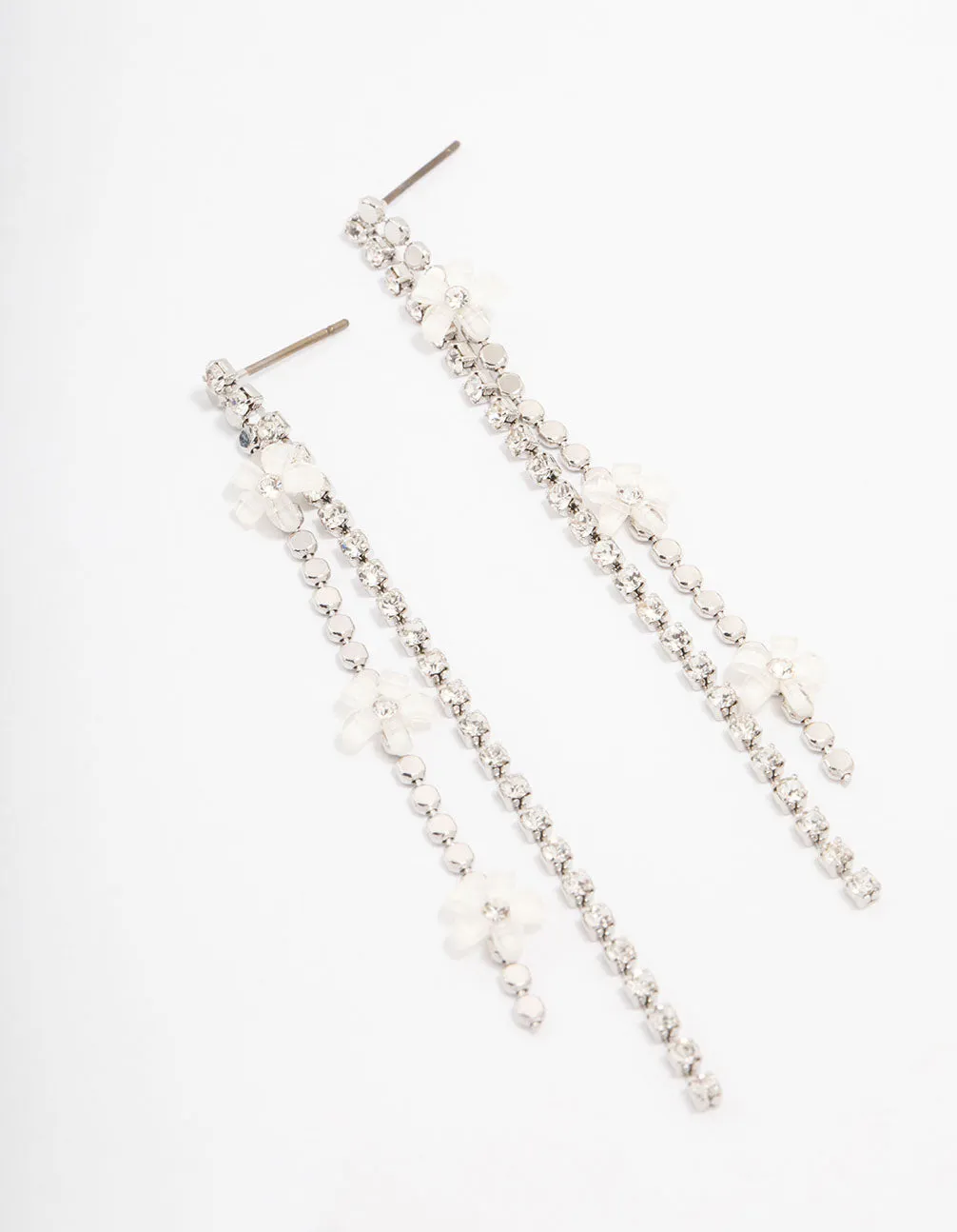 Silver Cupchain Flower Waterfall Drop Earrings sold by lovisa