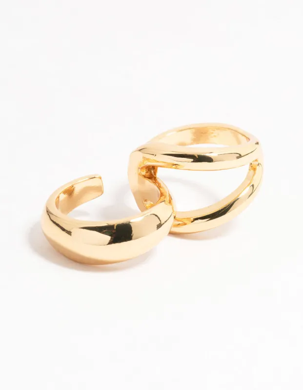 Gold Plated Looped Double Ring sold by lovisa