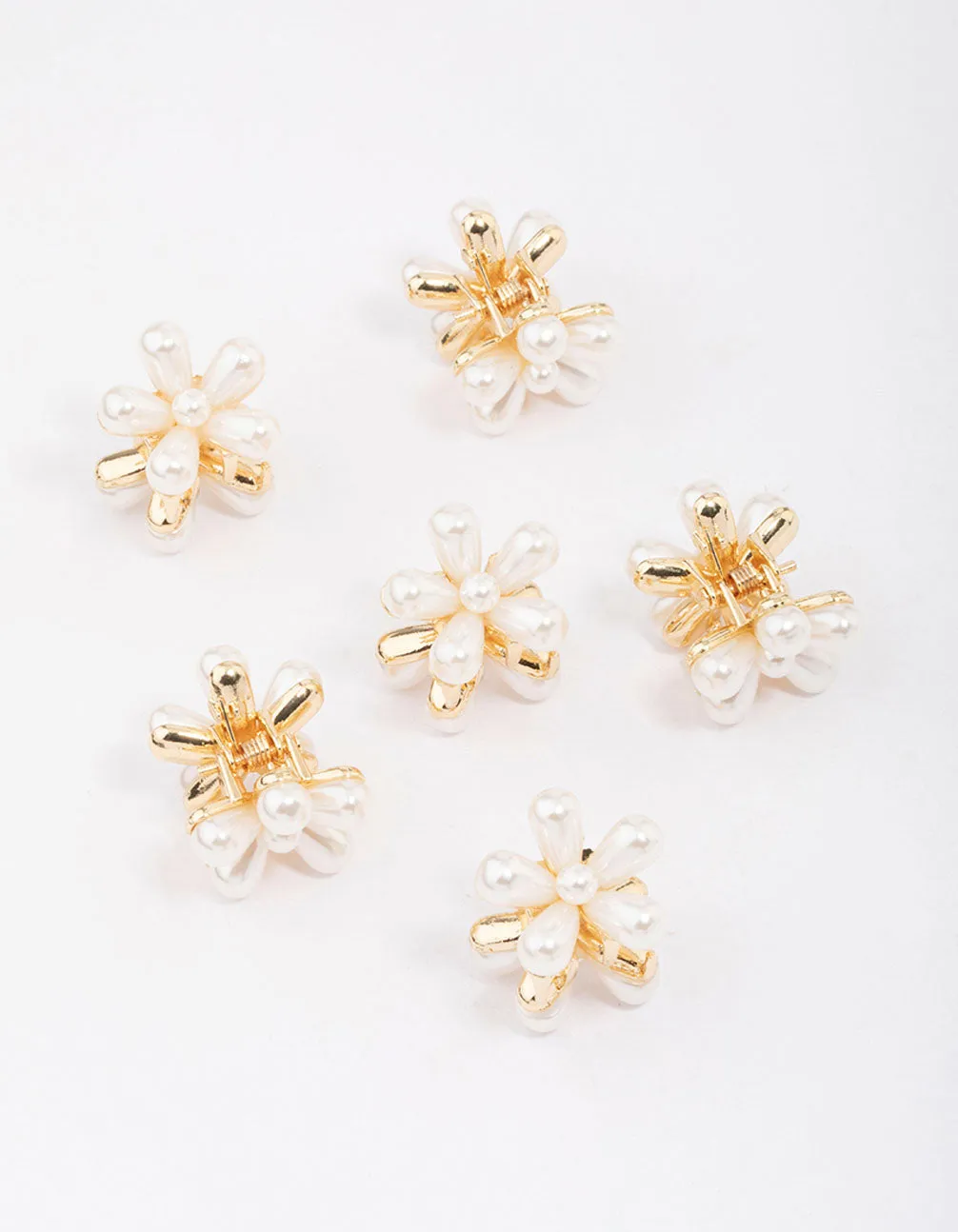 Gold Mini Pearl Daisy Hair Claw Clip 6-Pack sold by lovisa