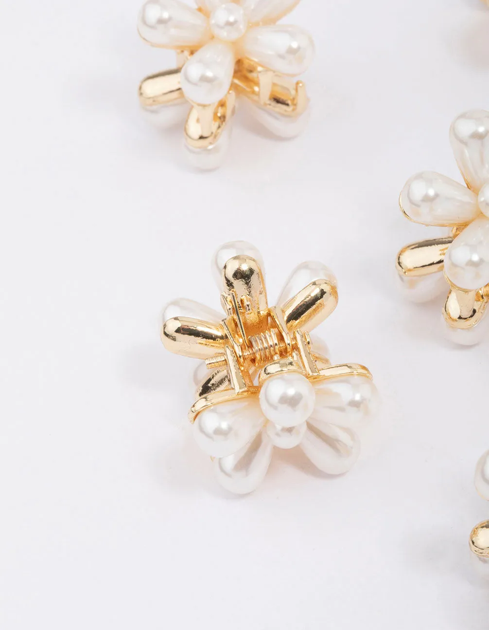 Gold Mini Pearl Daisy Hair Claw Clip 6-Pack sold by lovisa product image thumbnail 4