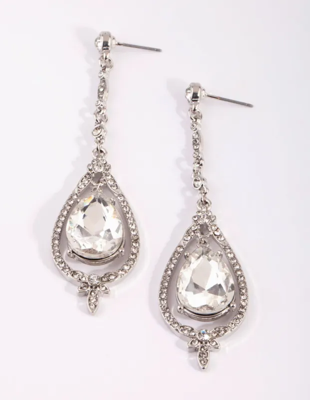 Rhodium Cup Out Teardrop Earrings sold by lovisa