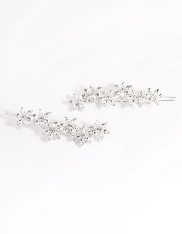 Silver Diamante Flower Clip Pack sold by lovisa