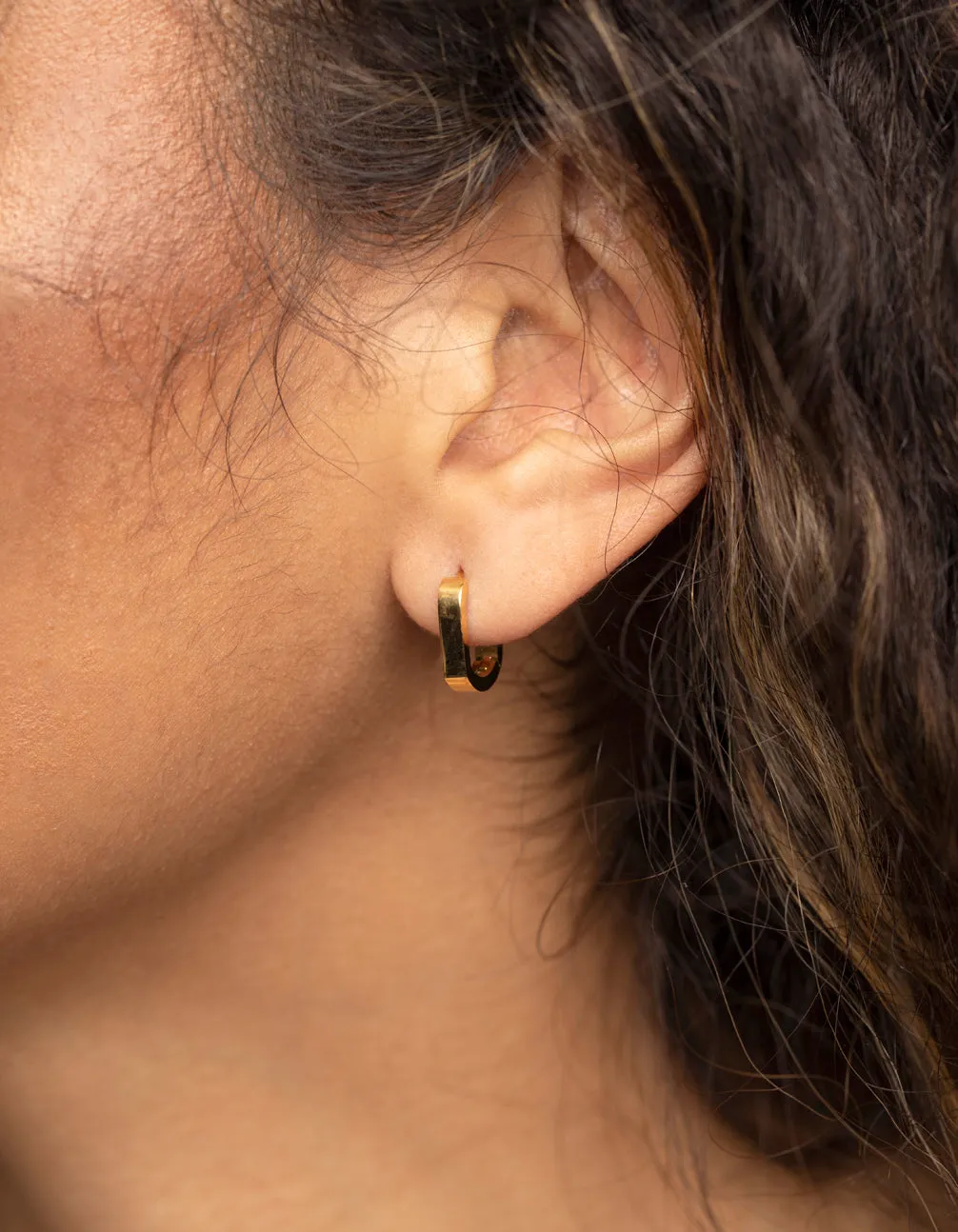 Gold Plated Surgical Steel Oval Huggie Hoop Earrings sold by lovisa product image thumbnail 2