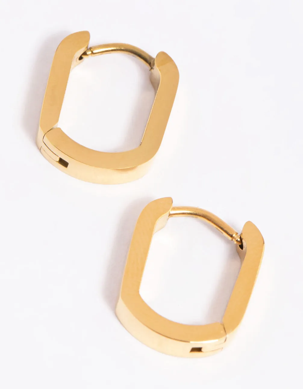 Gold Plated Surgical Steel Oval Huggie Hoop Earrings sold by lovisa