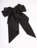 Black Diamante Satin Drop Hair Bow Clip sold by lovisa