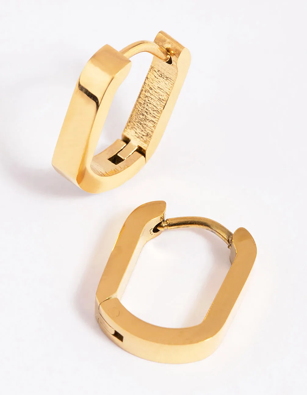 Gold Plated Surgical Steel Oval Huggie Hoop Earrings sold by lovisa product image thumbnail 4