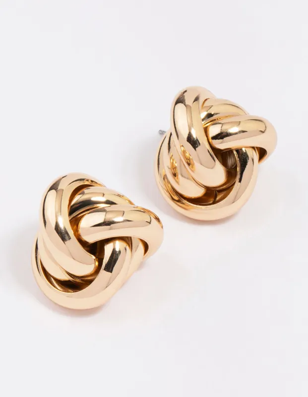 Gold Large Knotted Statement Stud Earrings sold by lovisa