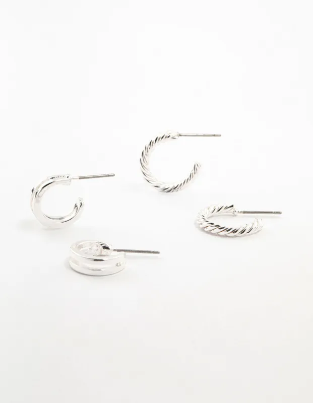 Double Silver Hoop & Spiral Earrings 2-Pack sold by lovisa
