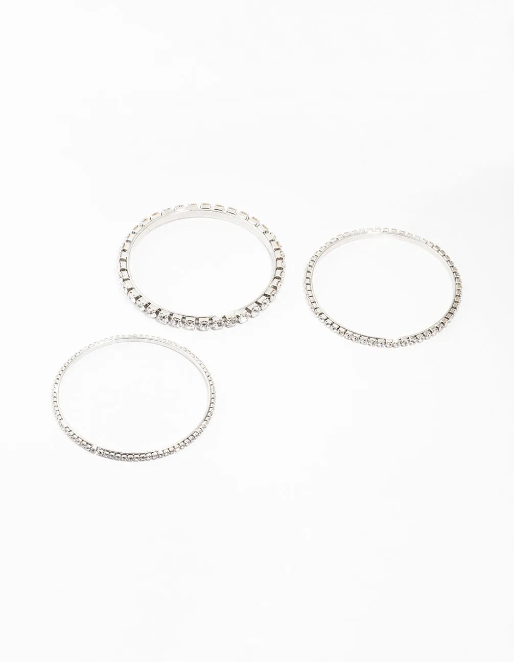 Diamante Rhodium Bangles 3-Pack sold by lovisa