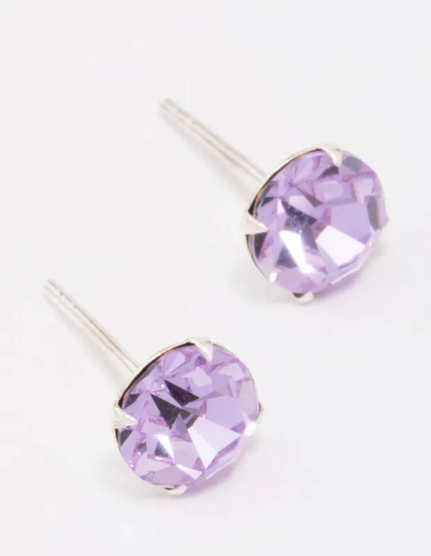 Sterling Silver Lilac Czech Crystal Stud Earrings sold by lovisa