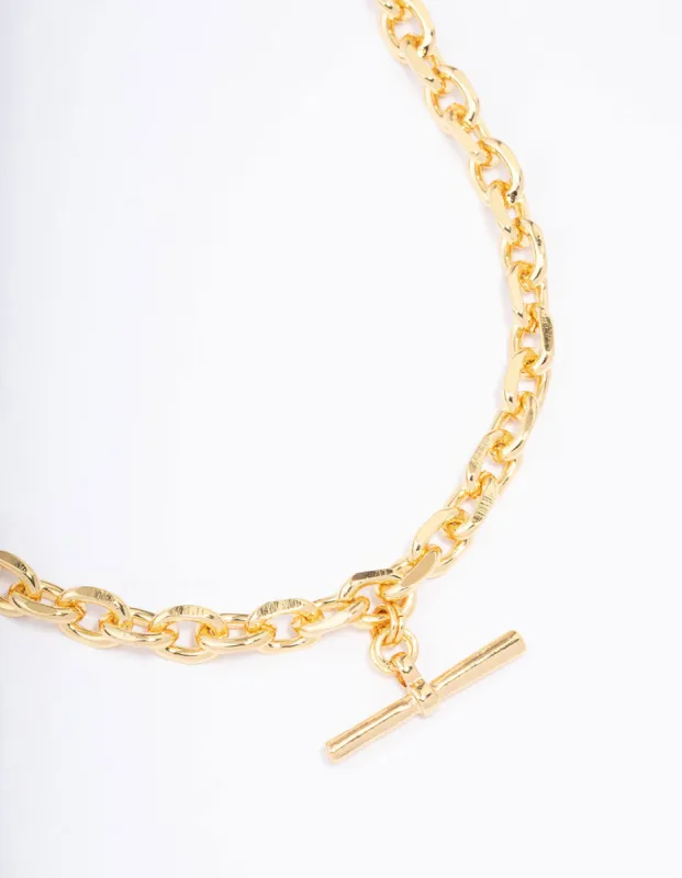 Gold Plated Link T Bar Chain Necklace sold by lovisa