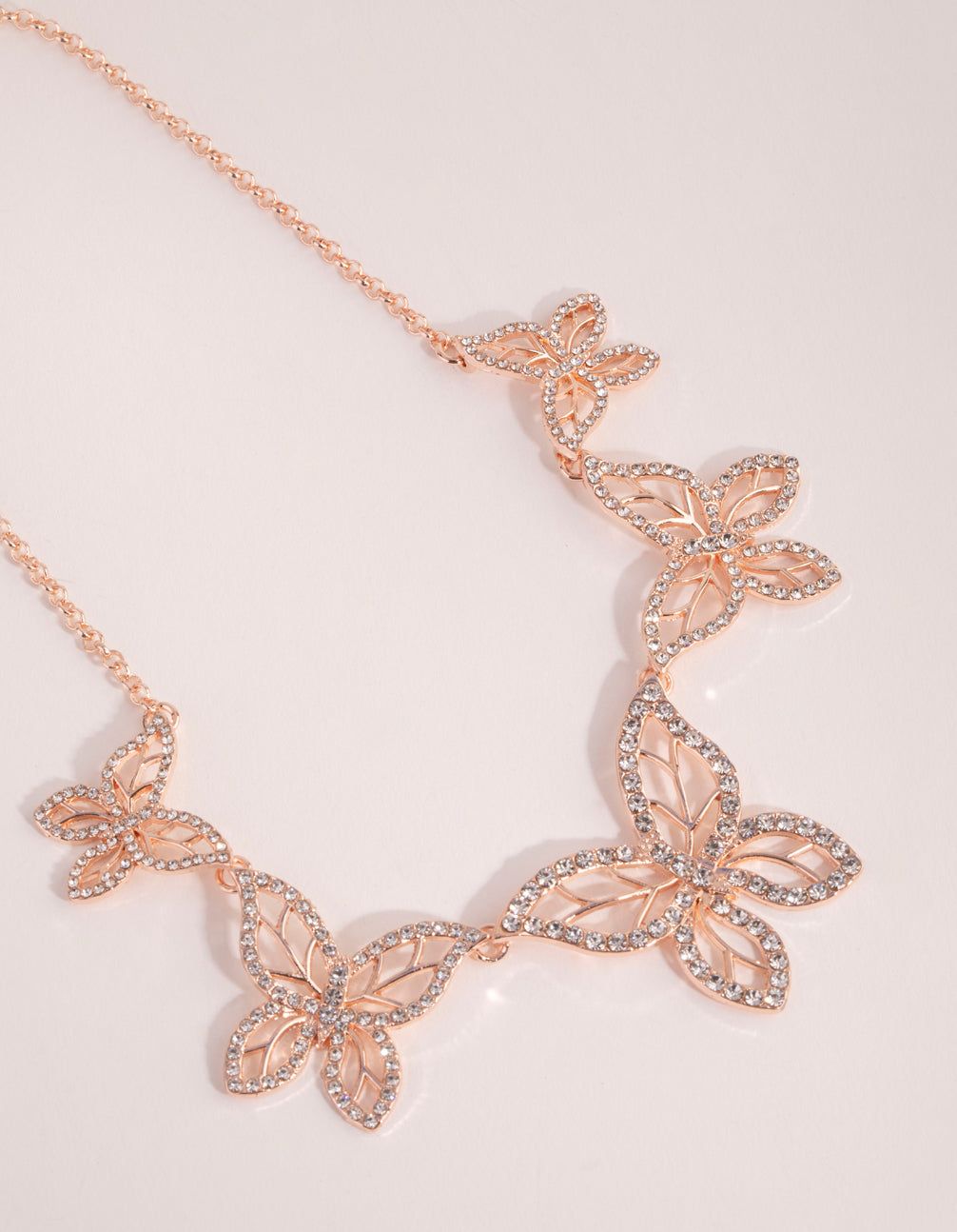 Rose Gold Butterfly Diamante Statement Necklace sold by lovisa
