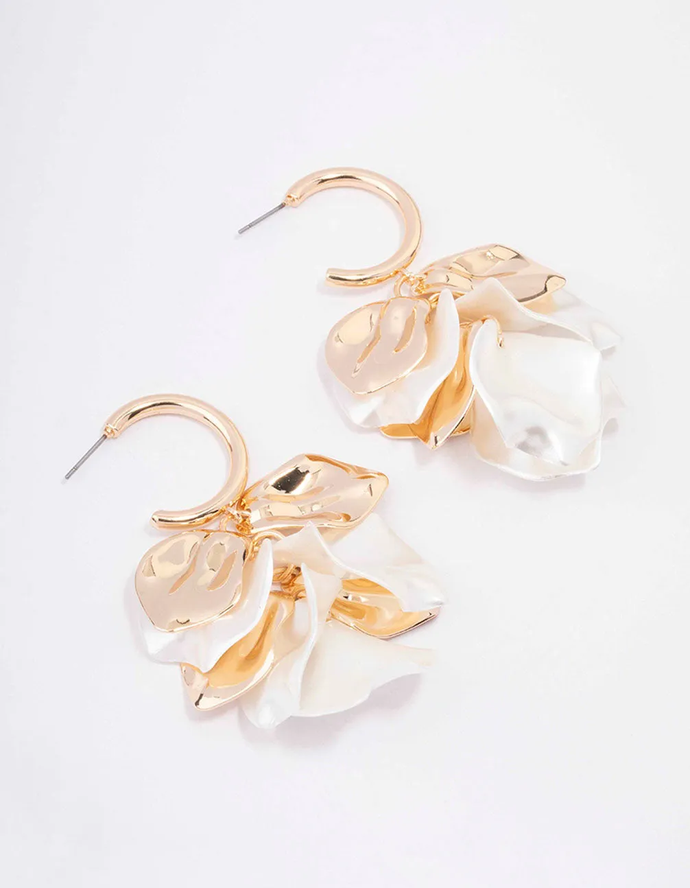 Gold Mixed Petal Drop Earrings sold by lovisa