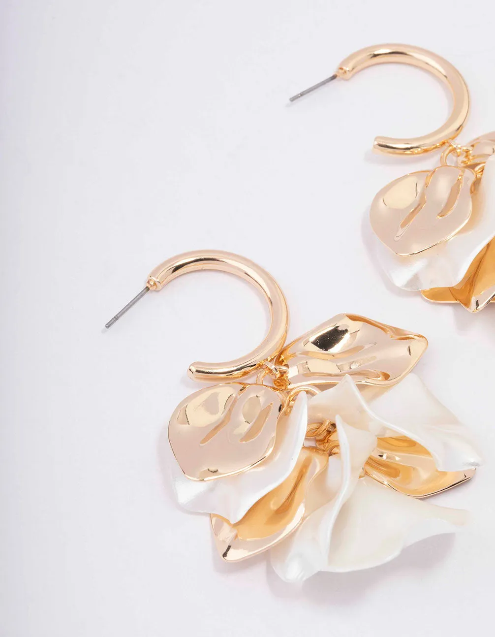 Gold Mixed Petal Drop Earrings sold by lovisa product image thumbnail 2