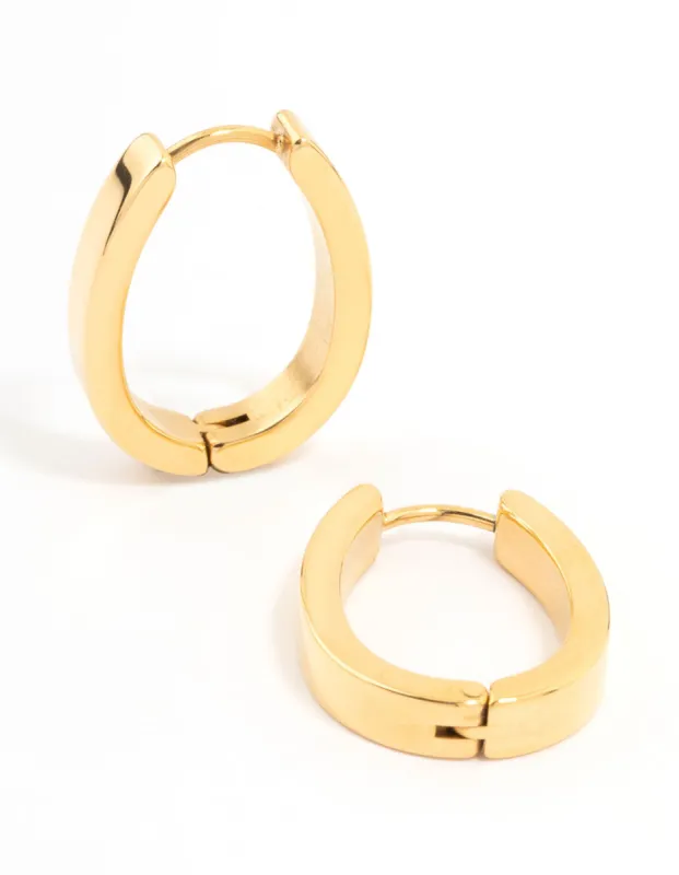 Gold Plated Surgical Steel Oval Hoop Earrings sold by lovisa