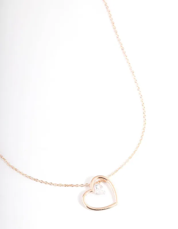 Gold Asymmetrical Heart Diamante Necklace sold by lovisa