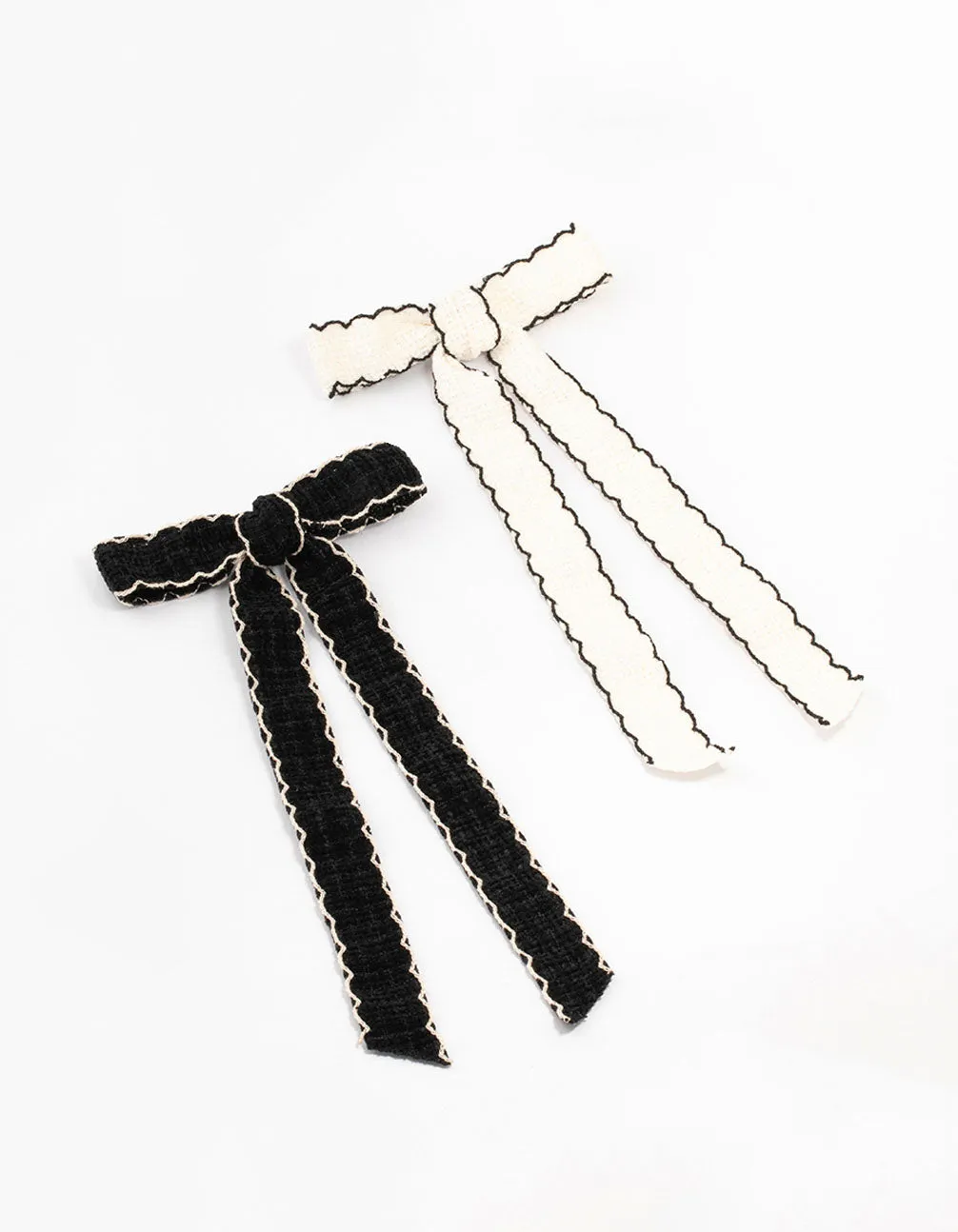 Woven Scallop Fabric Bows 2-Pack sold by lovisa