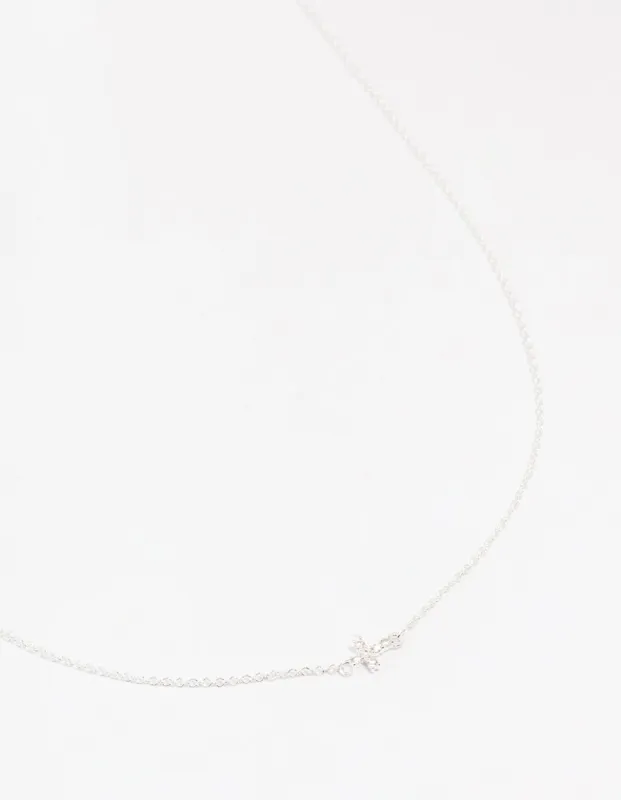 Sterling Silver Cubic Zirconia Mini Cross Pendant Necklace sold by lovisa