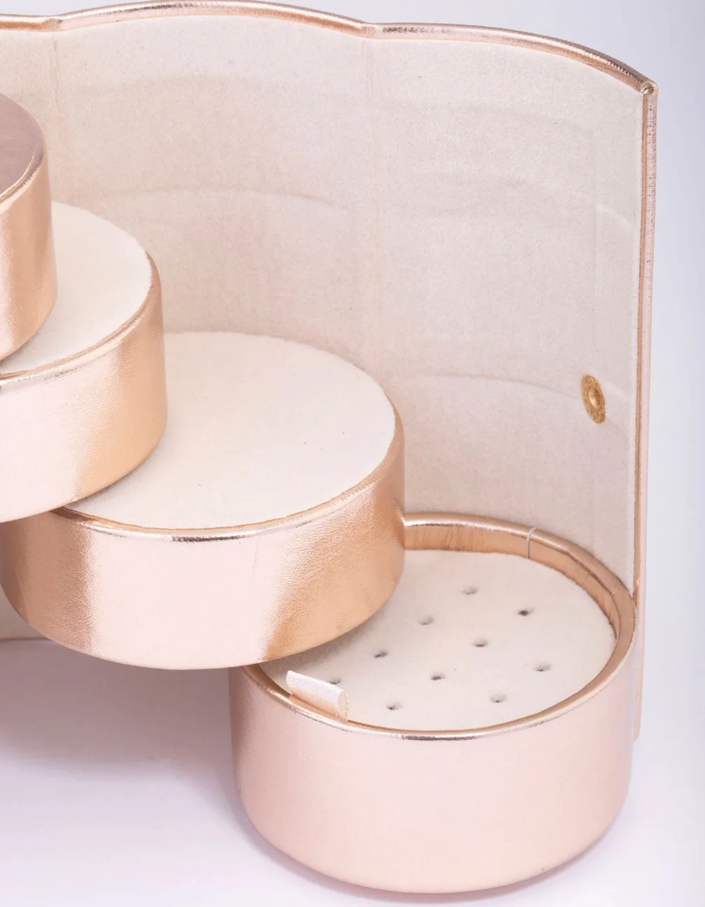 Rose Gold Faux Leather Cylinder Folded Travel Jewellery Case sold by lovisa product image thumbnail 2