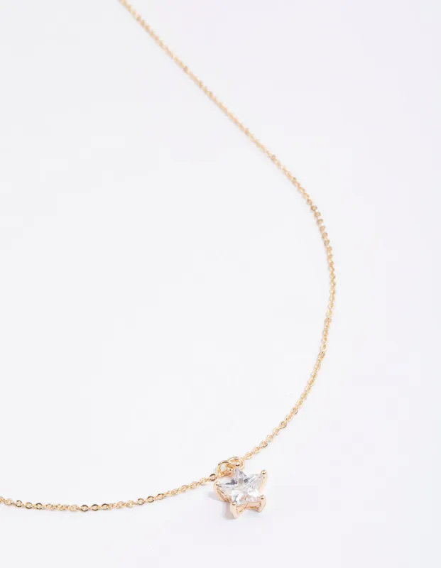 Gold Diamante Mini Star Necklace sold by lovisa