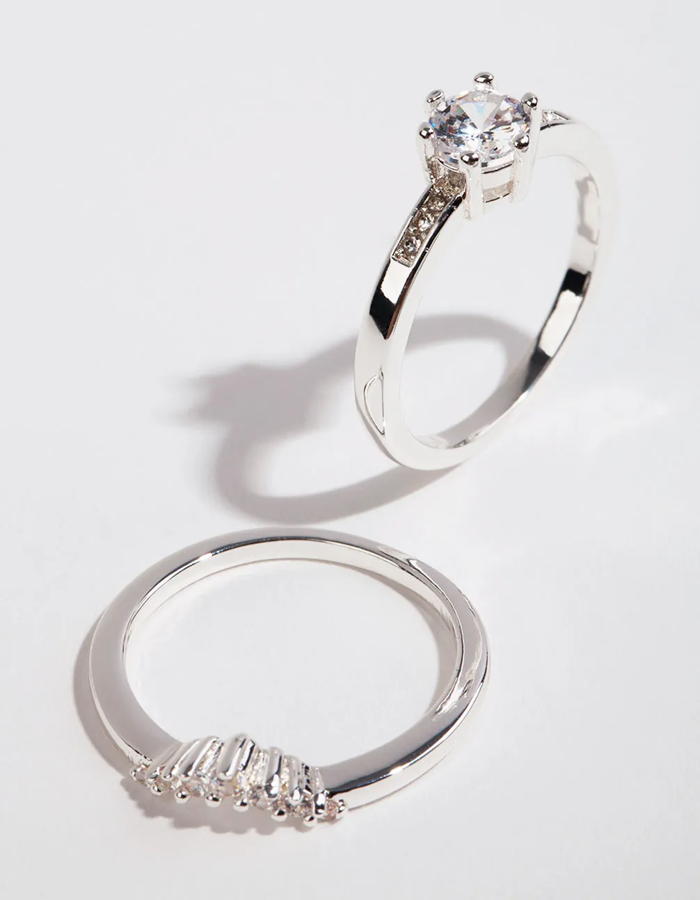 Silver Plated Round Cubic Zirconia Ring Set sold by lovisa product image thumbnail 3