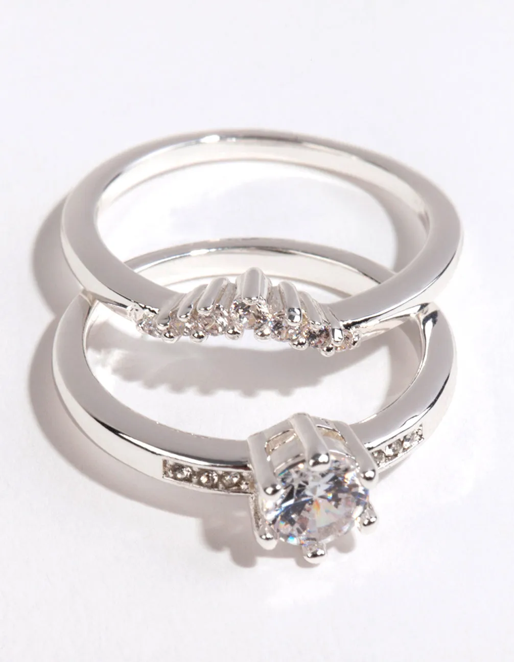 Silver Plated Round Cubic Zirconia Ring Set sold by lovisa product image thumbnail 4