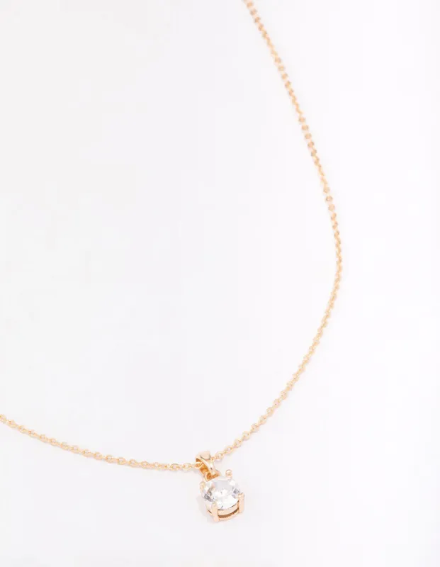 Gold Encased Crystal Solitaire Pendant Necklace sold by lovisa