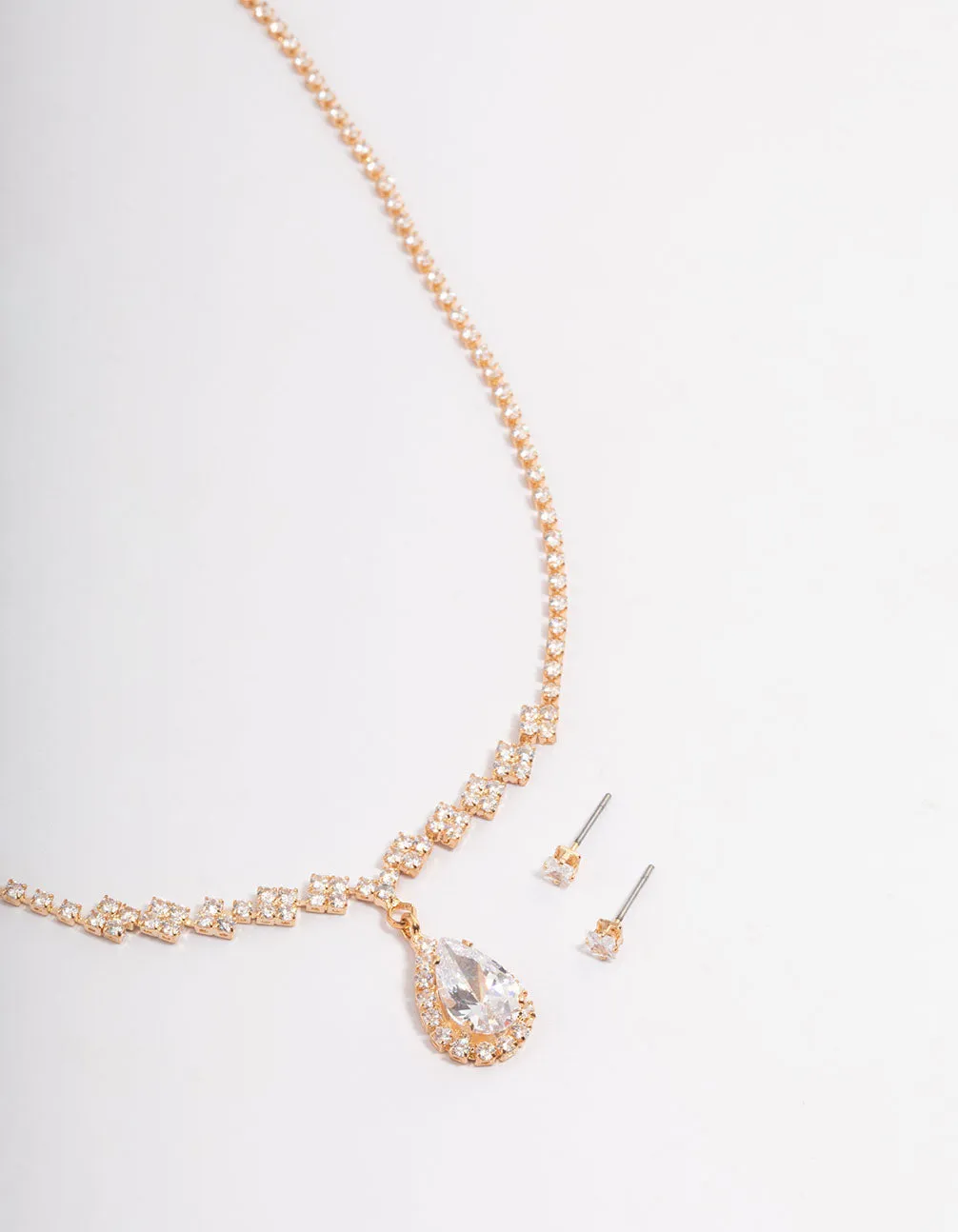 Gold Cubic Zirconia Diamond Necklace Set sold by lovisa