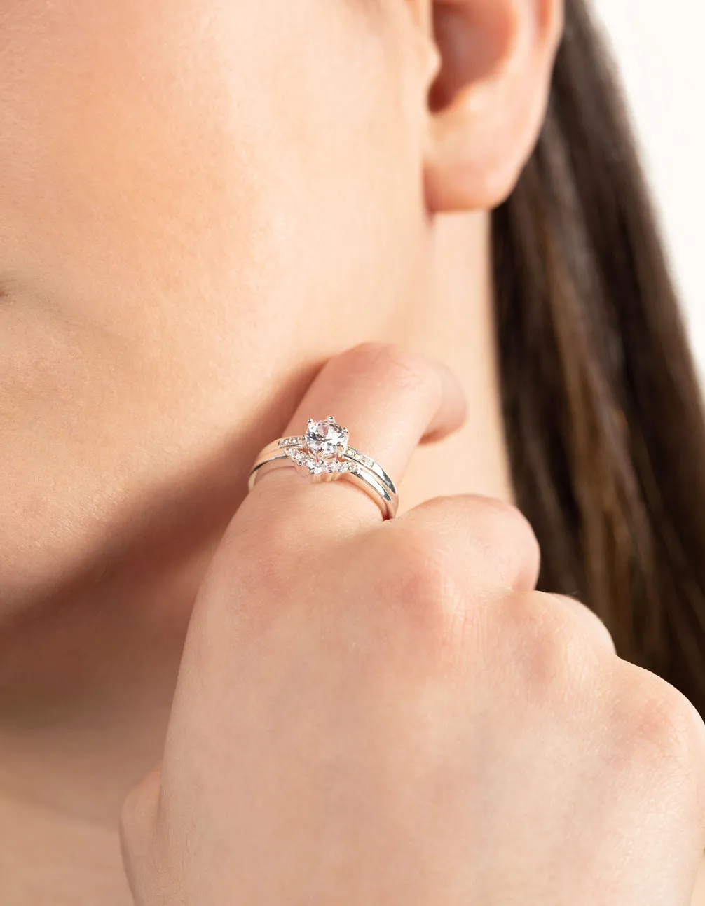 Silver Plated Round Cubic Zirconia Ring Set sold by lovisa product image thumbnail 2