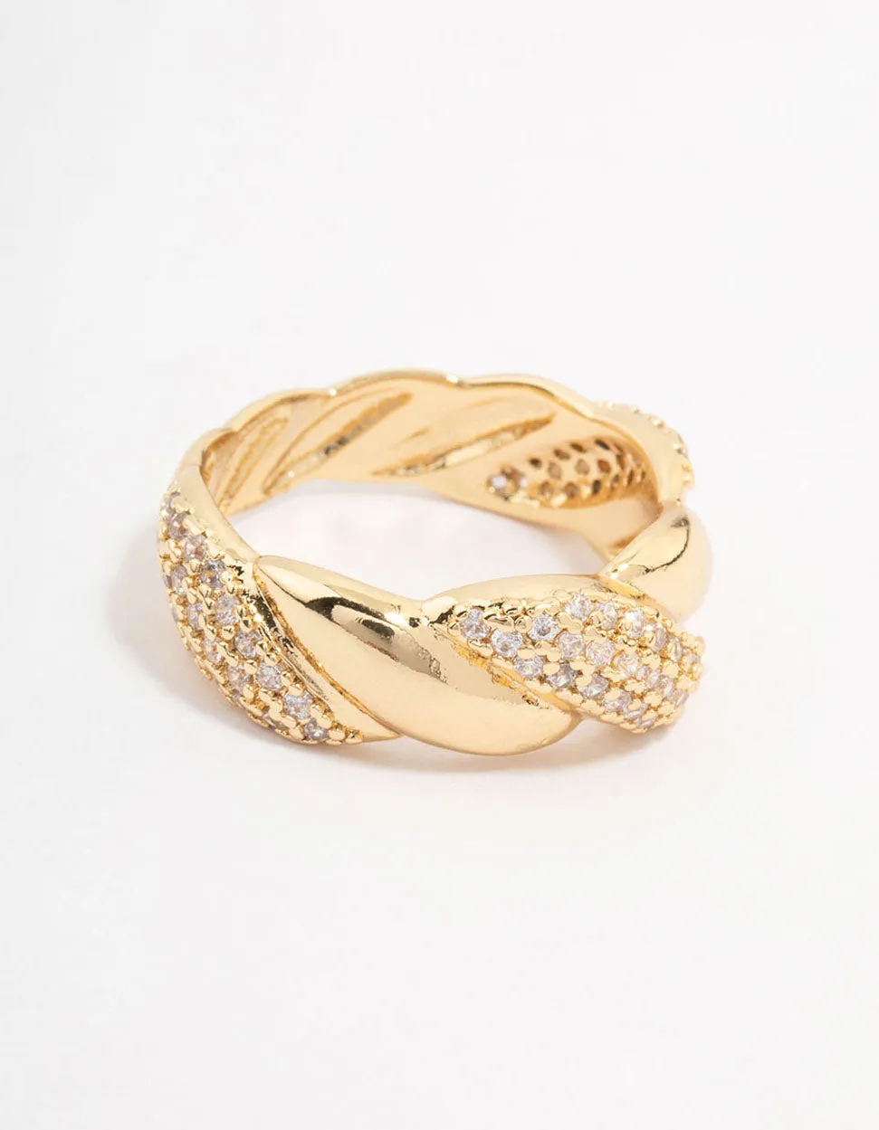 Gold Plated Cubic Zirconia Braided Ring sold by lovisa
