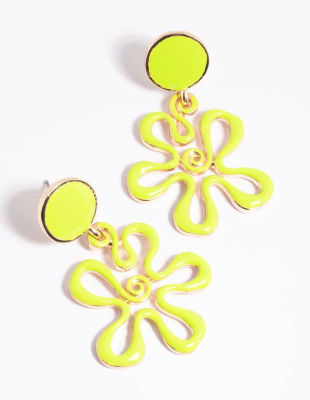 Green Circle Flower Drop Earrings sold by lovisa