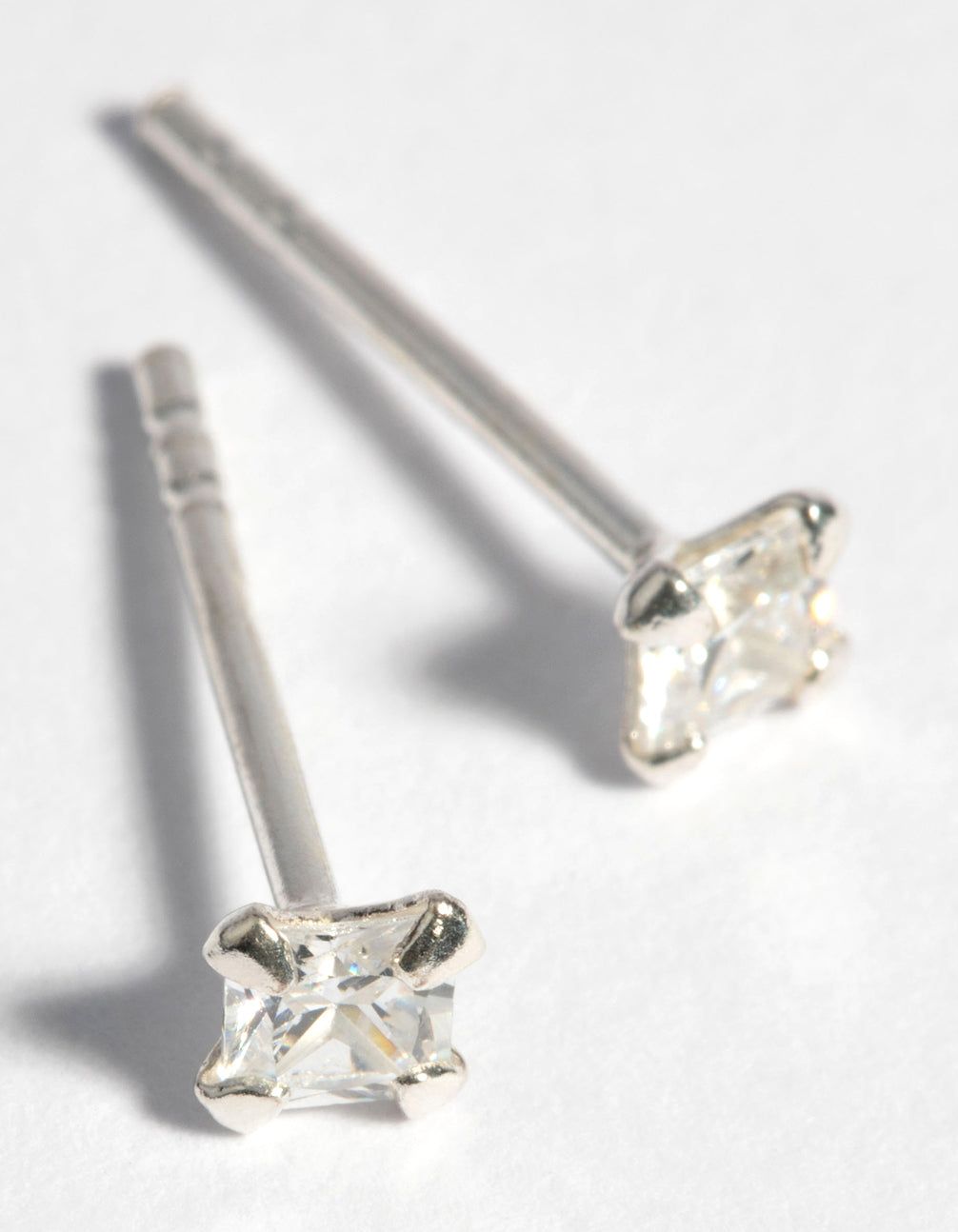 Sterling Silver 3mm Square Cubic Zirconia Stud Earrings sold by lovisa
