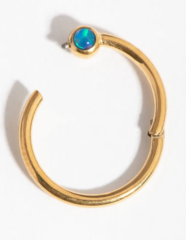 Titanium Gold Faux Opal Clicker Belly Ring sold by lovisa