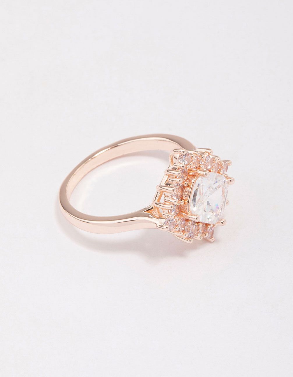 Rose Gold Cubic Zirconia Framed Square Ring sold by lovisa