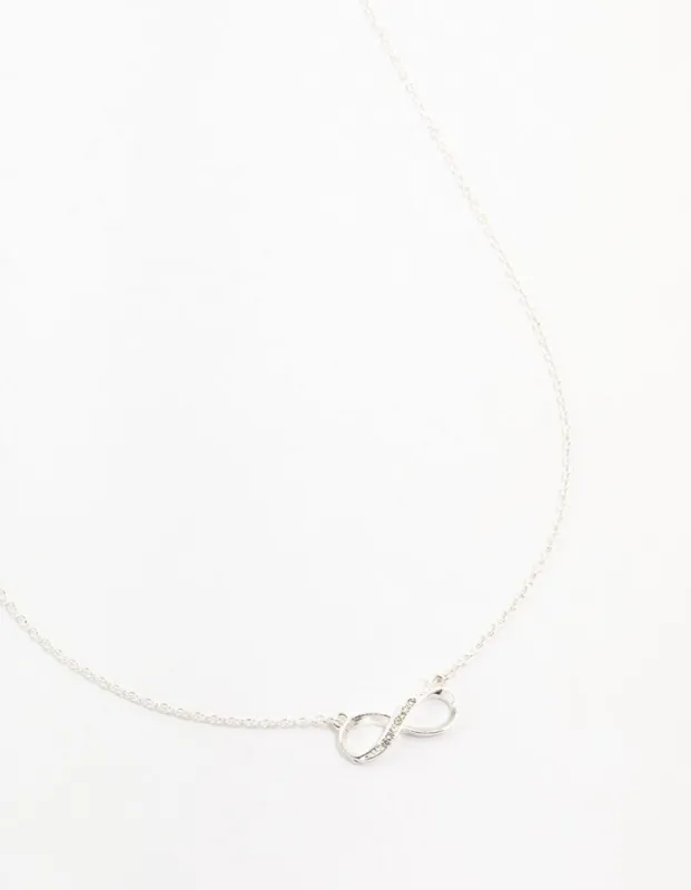 Silver Encased Diamante Infinity Necklace sold by lovisa