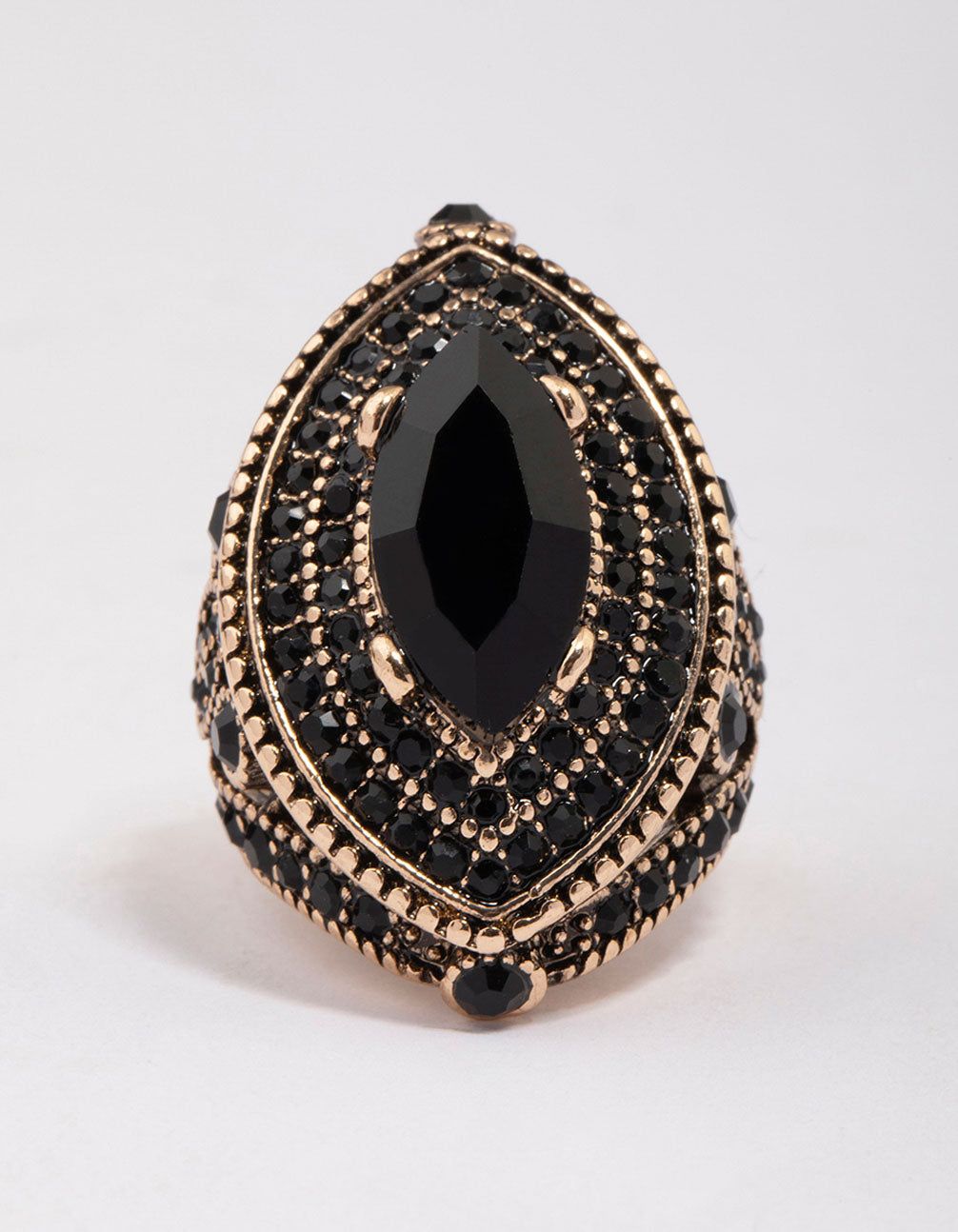 Gold & Black Grand Marquise Cocktail Ring sold by lovisa product image thumbnail 2