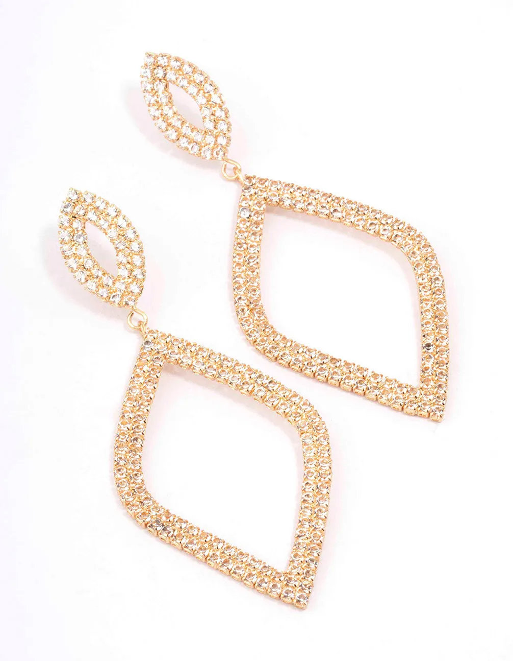 Gold Cupchain Diamond-Shaped Drop Earrings sold by lovisa