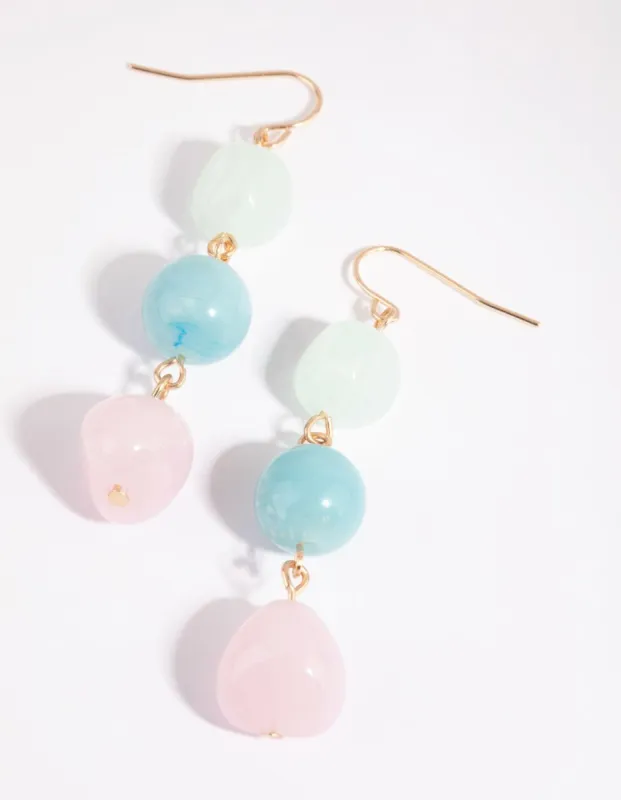 Gold Triple Ball Drop Earrings sold by lovisa