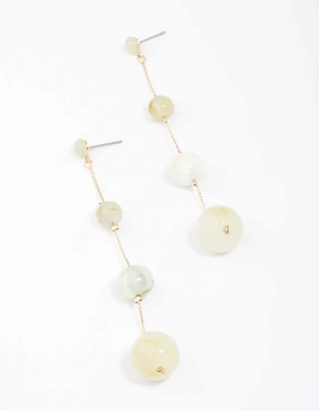 Gold Stone Chain Drop Earrings sold by lovisa