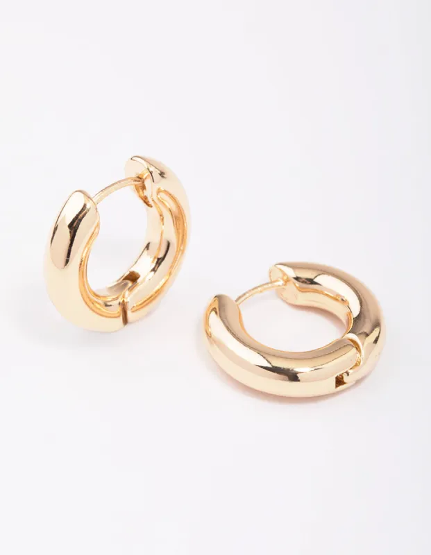 Gold Small Plain Clicker Hoop Earrings sold by lovisa