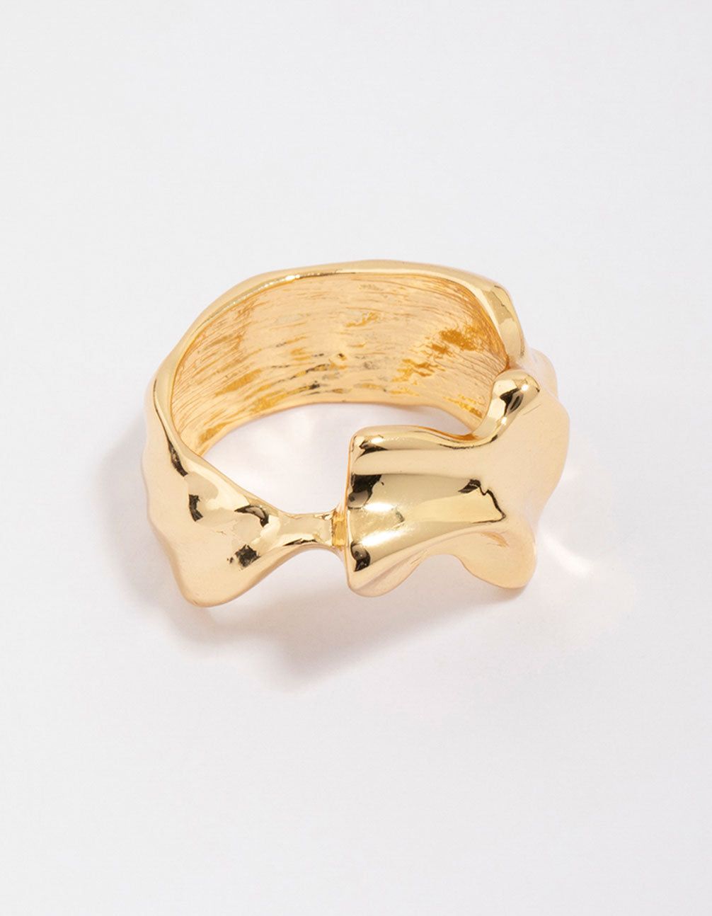 Gold Plated Molten Texture Band Ring sold by lovisa