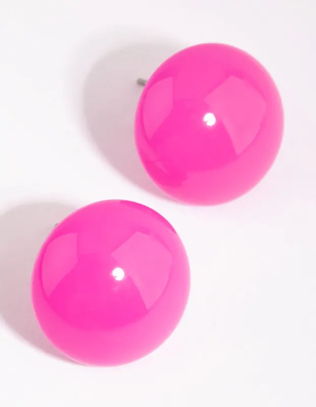 Fuchsia Button Stud Earrings sold by lovisa